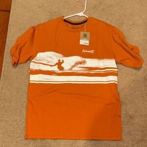 Orange and white Patagonia T-shirt
